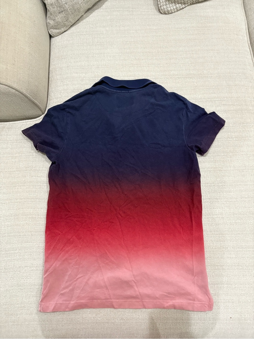 Hollister Men's Ombre Polo - Navy, Red, Pink Fade - Picture 3 of 4